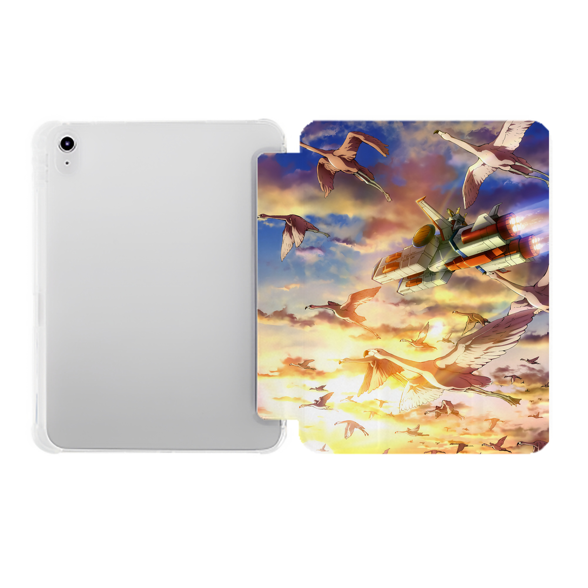 （画像用） 機動戦士ガンダム Mobile Suit Gundam IPad ケース ペン収納付き 三つ折りスタンド PUレザー×シリコン 対応機種9.5/10.5/10.9インチ